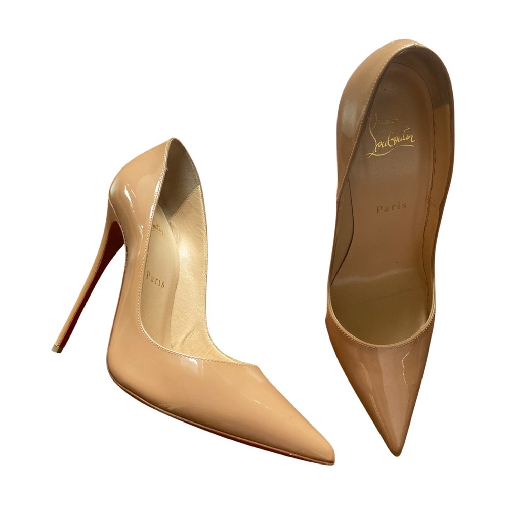 Christian Loubotin So Kate, nude patent pumps. Size 38. 120 mm heels.